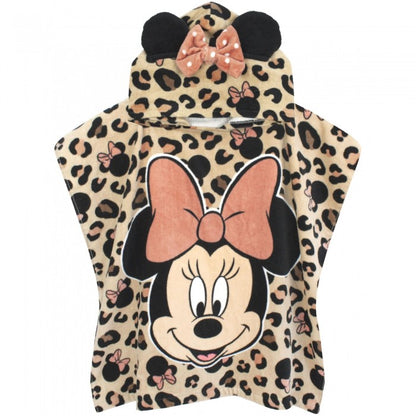 Front - Disney Girls Minnie Mouse Poncho Hooded Towel