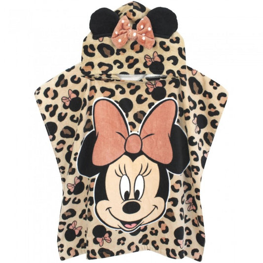 Front - Disney Girls Minnie Mouse Poncho Hooded Towel