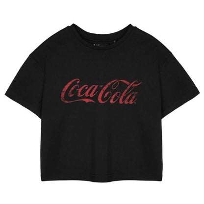 Front - Coca-Cola Womens/Ladies Short-Sleeved Crop T-Shirt