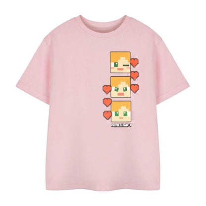 Front - Minecraft Girls Pixel Hearts Short-Sleeved T-Shirt