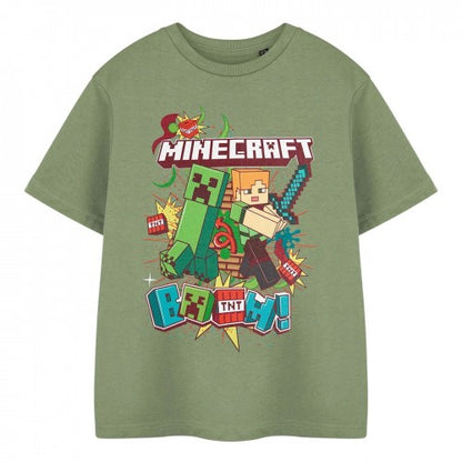 Front - Minecraft Boys Boom Cotton T-Shirt