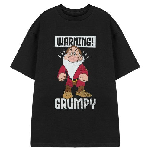 Front - Snow White And The Seven Dwarfs Mens Warning Grumpy T-Shirt