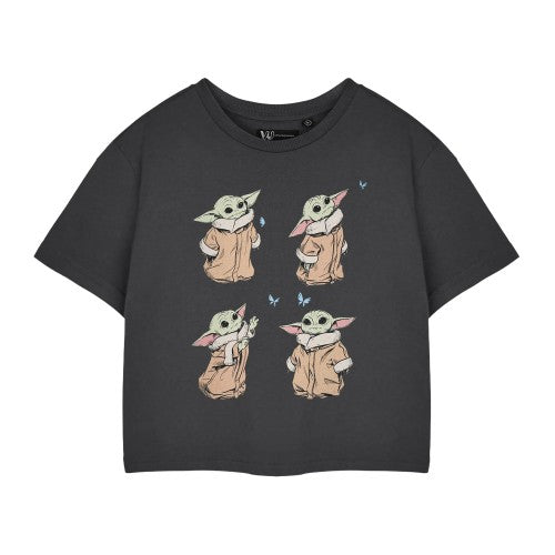 Front - Star Wars The Mandalorian Womens/Ladies Grogu Cropped Short-Sleeved T-Shirt