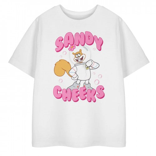Front - SpongeBob SquarePants Girls Sandy Cheeks Short-Sleeved T-Shirt