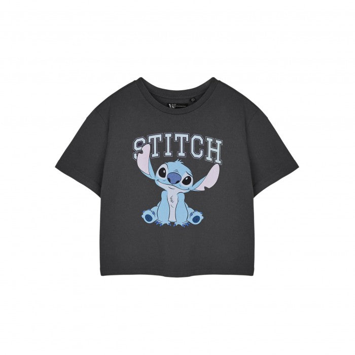 Front - Lilo & Stitch Womens/Ladies College Short-Sleeved Crop Top
