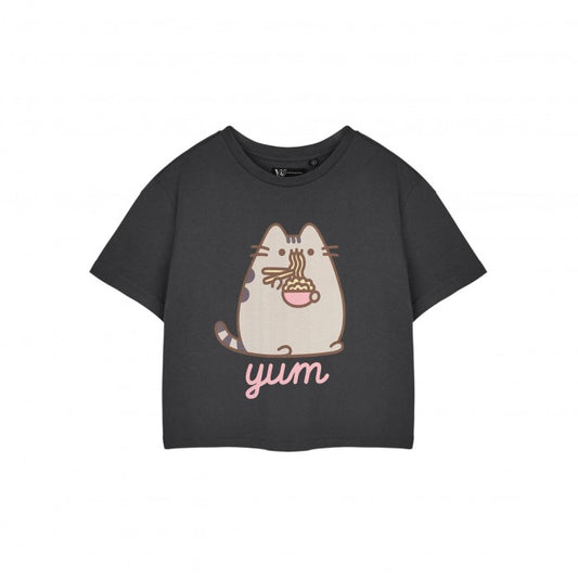 Front - Pusheen Womens/Ladies Yum Noodles Short-Sleeved Crop Top