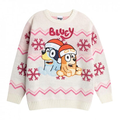 Front - Bluey Girls Character Christmas Jumper