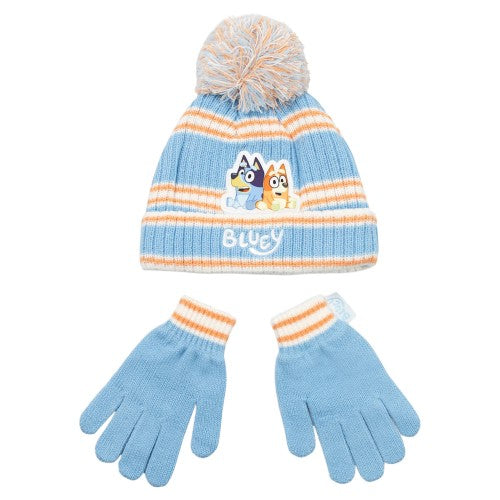 Front - Bluey Girls Character Beanie & Gloves Set