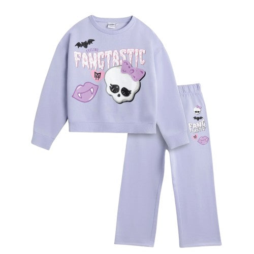 Front - Monster High Girls Fangtastic Printed Sweatshirt & Jogging Bottoms
