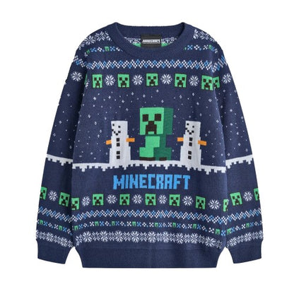 Front - Minecraft Boys Creeper Christmas Jumper
