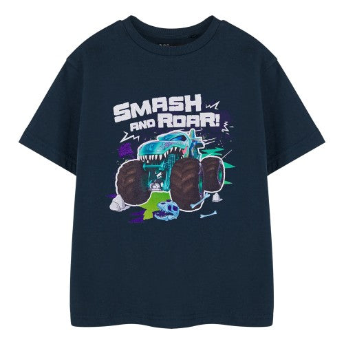 Front - Hot Wheels Boys Smash And Roar Short-Sleeved T-Shirt