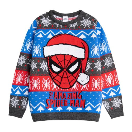 Front - Spider-Man Boys Face Christmas Jumper