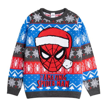 Front - Spider-Man Boys Face Christmas Jumper