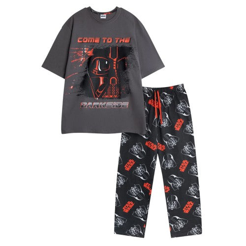 Front - Star Wars Mens Darth Vader Short-Sleeved Long Pyjama Set