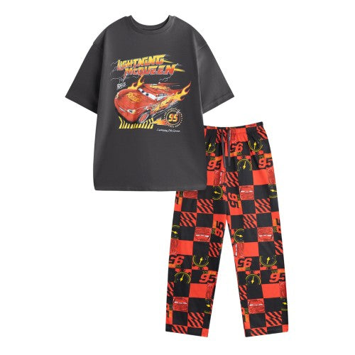 Front - Cars Mens Lightning McQueen Short-Sleeved Long Pyjama Set