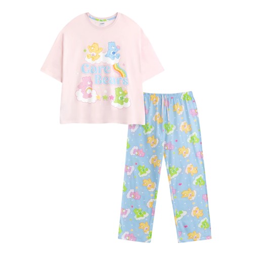 Front - Care Bears Womens/Ladies Character Short-Sleeved Long Pyjama Set