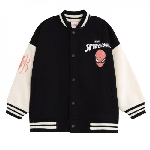 Front - Spider-Man Boys Embroidered Logo Varsity Jacket