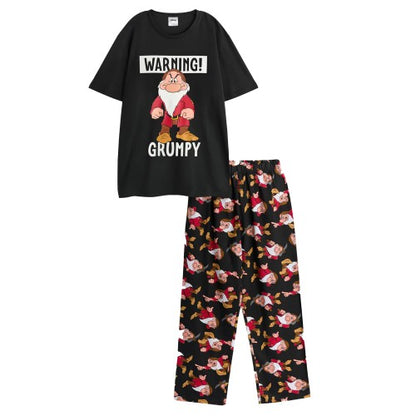 Front - Snow White And The Seven Dwarfs Mens Grumpy Short-Sleeved Long Pyjama Set