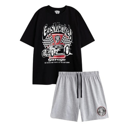 Front - Gas Monkey Garage Mens Logo Short-Sleeved Short Pyjama Set