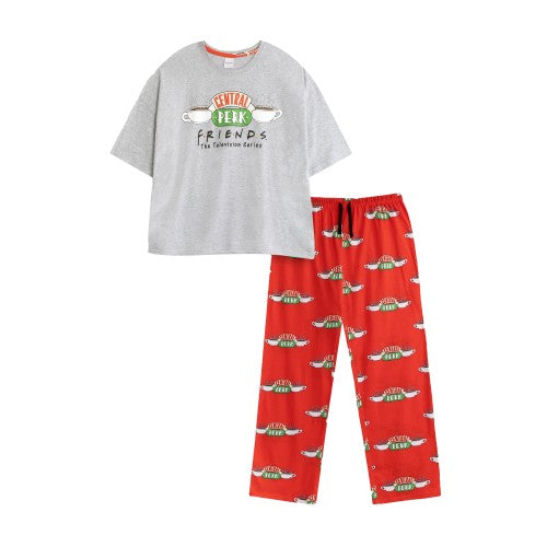 Front - Friends Womens/Ladies Logo Short-Sleeved Long Pyjama Set