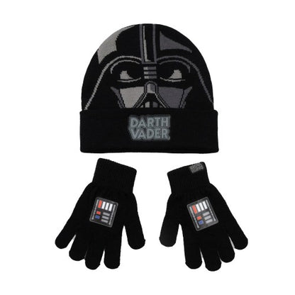 Front - Star Wars Boys Darth Vader Beanie & Gloves Set
