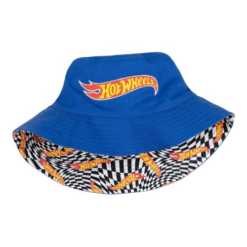 Front - Hot Wheels Boys Checkerboard Logo Reversible Bucket Hat