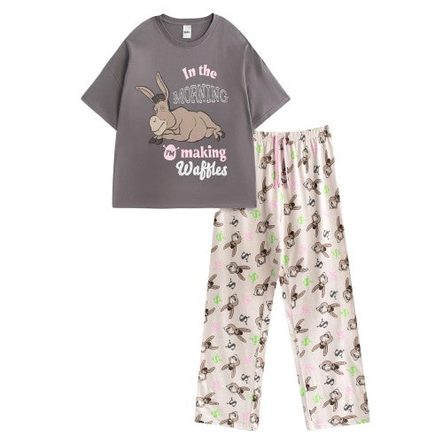 Front - Shrek Womens/Ladies Donkey Short-Sleeved Long Pyjama Set