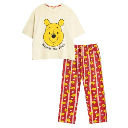 Front - Winnie the Pooh Womens/Ladies Face Short-Sleeved Long Pyjama Set