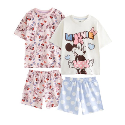 Front - Disney Girls Minnie Mouse Short Pyjama Set (Pack of 2)