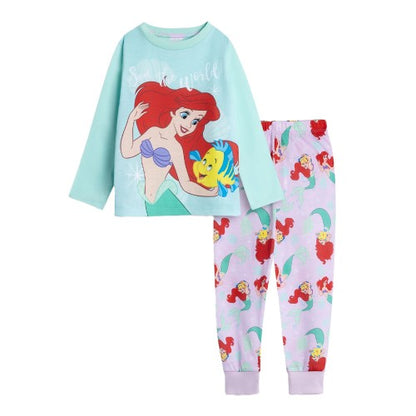 Front - The Little Mermaid Girls Ariel & Flounder Long Pyjama Set