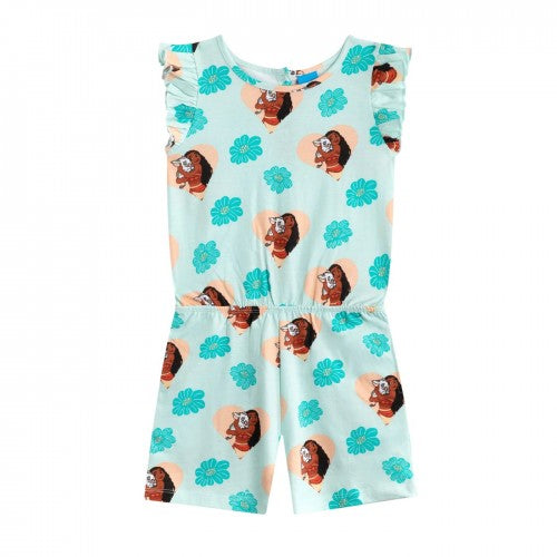 Front - Moana Girls Flowers All-Over Print Sleeveless Playsuit