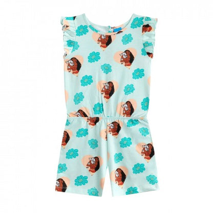 Front - Moana Girls Flowers All-Over Print Sleeveless Playsuit