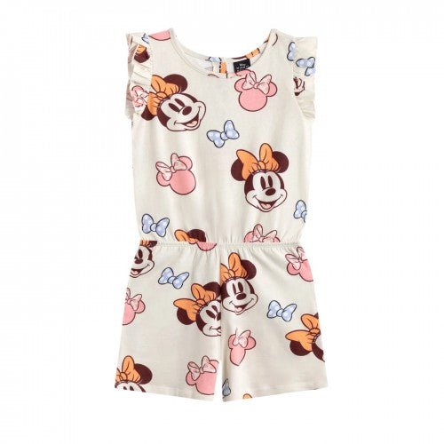 Front - Disney Girls Minnie Mouse All-Over Print Playsuit
