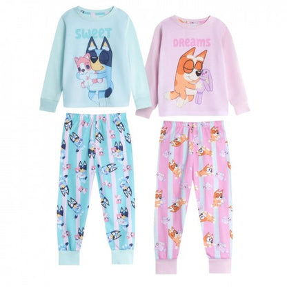 Front - Bluey Girls Bluey & Bingo Long Pyjama Set (Pack of 2)