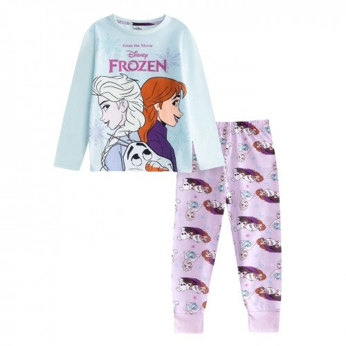 Front - Frozen Girls Elsa Anna Olaf Long Pyjama Set