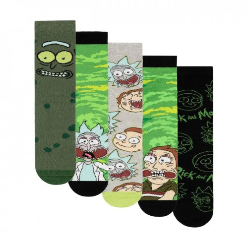 Front - Rick And Morty Mens Character Calf-Length Socks (Pack of 5)