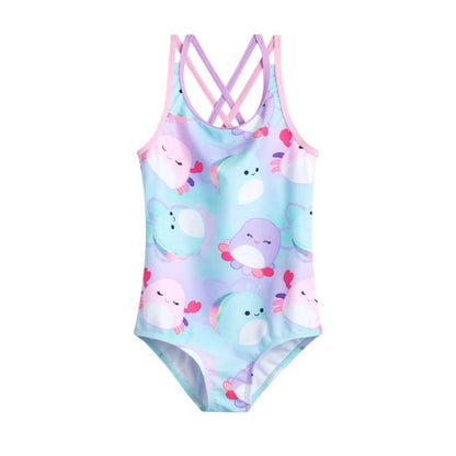 Front - Squishmallows Girls Characters All-Over Print One Piece Swimsuit