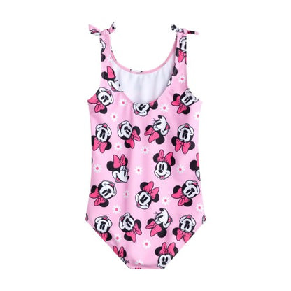 Front - Disney Girls Minnie Mouse One Piece Swimsuit