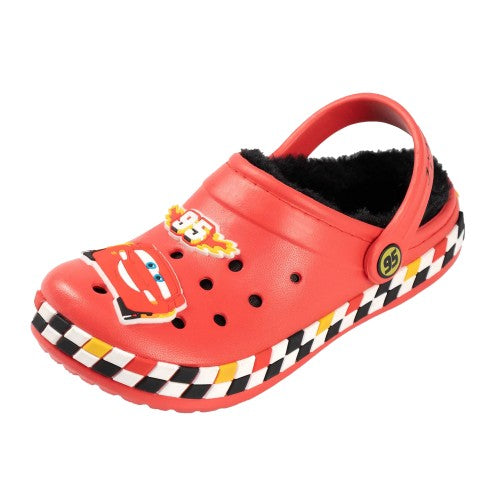 Front - Cars Boys Lightning McQueen Fur Lined Clogs