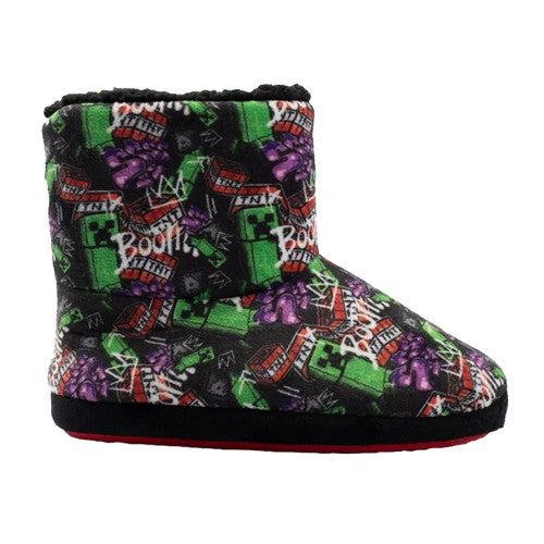 Front - Minecraft Boys All-Over Print Slipper Boots
