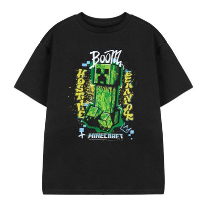 Front - Minecraft Boys Hostile Behaviour Short-Sleeved T-Shirt
