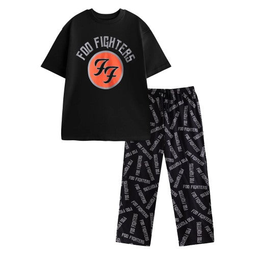 Front - Foo Fighters Mens Logo Short-Sleeved Long Pyjama Set
