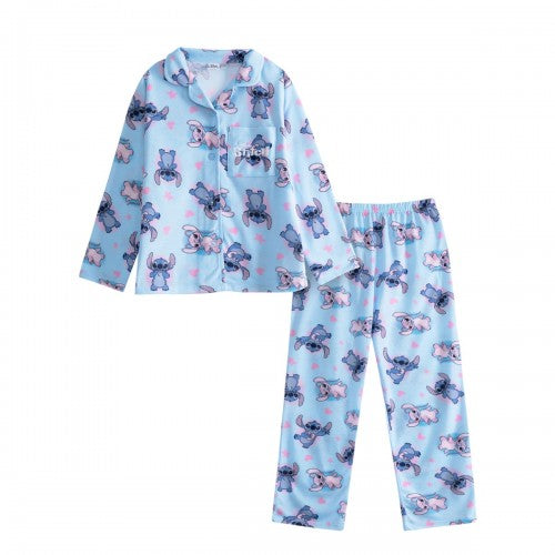 Front - Lilo & Stitch Girls Character Long-Sleeved Long Pyjama Set