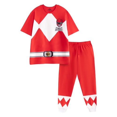 Front - Power Rangers Mens Character Long Leg Short-Sleeved Pyjama Set