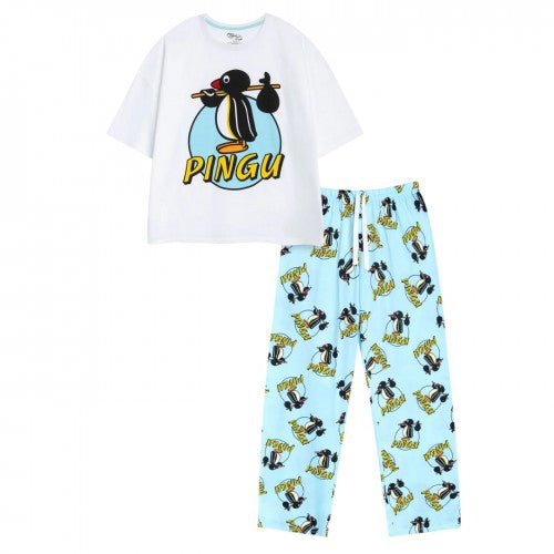 Front - Pingu Womens/Ladies Character Short-Sleeved Long Pyjama Set