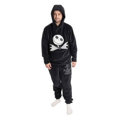 Front - The Nightmare Before Christmas Mens Face Long-Sleeved Long Pyjama Set