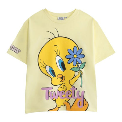 Front - Looney Tunes Girls Tweety Short-Sleeved T-Shirt