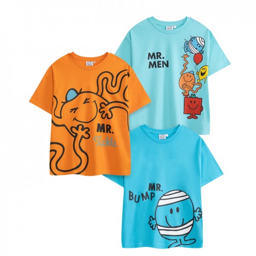 Front - Mr Men & Little Miss Boys Characters Short-Sleeved T-Shirt (Pack of 3)