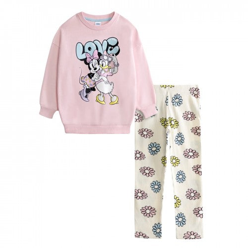 Front - Disney Girls Minnie Mouse & Daisy Sweatshirt & Jogging Bottoms Set