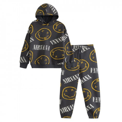 Front - Nirvana Childrens/Kids Logo Hoodie And Joggers Set